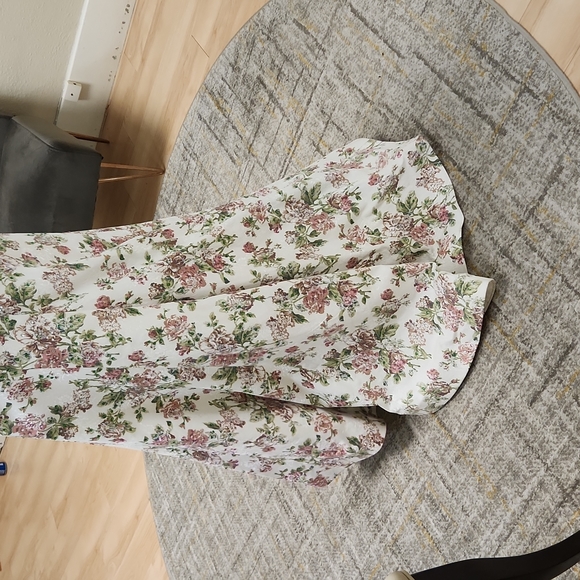 SIZE 8 white w/ pink & green floral 2 piece prom dress by Rachel Allan, no alter - Picture 7 of 13